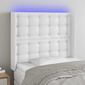 Čelo postele s LED bílé 83 x 16 x 118/128 cm umělá kůže - obrázek 1