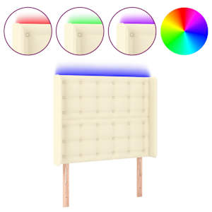 vidaXL LED-voodipeats, kreemjas, 83x16x118/128 cm, kunstnahk