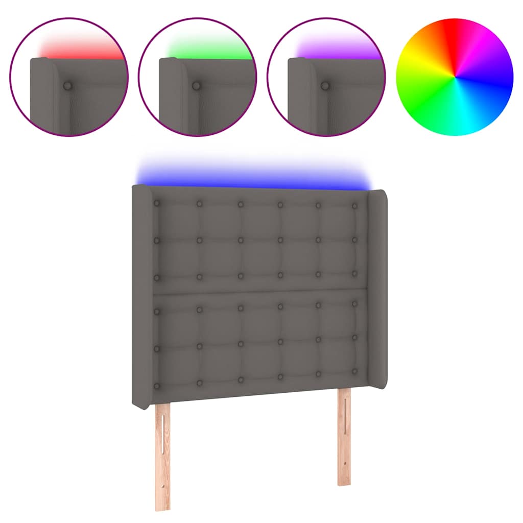 vidaXL Hoofdbord LED 83x16x118/128 cm kunstleer grijs, foto 3