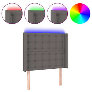 Čelo postele s LED šedé 83 x 16 x 118/128 cm umělá kůže - obrázek 2