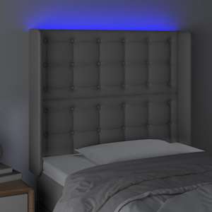 Čelo postele s LED šedé 83 x 16 x 118/128 cm umělá kůže - obrázek 4