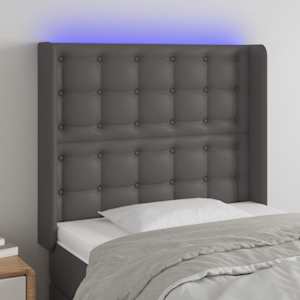 Čelo postele s LED šedé 83 x 16 x 118/128 cm umělá kůže - obrázek 1