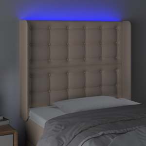 Čelo postele s LED cappuccino 83 x 16 x 118/128 cm umělá kůže - obrázek 4