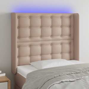 Čelo postele s LED cappuccino 83 x 16 x 118/128 cm umělá kůže - obrázek 1