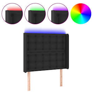 Čelo postele s LED černé 93 x 16 x 118/128 cm umělá kůže - obrázek 2