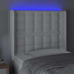 Čelo postele s LED bílé 93 x 16 x 118/128 cm umělá kůže - obrázek 4