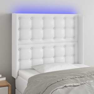 Čelo postele s LED bílé 93 x 16 x 118/128 cm umělá kůže - obrázek 1