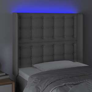 Čelo postele s LED šedé 93 x 16 x 118/128 cm umělá kůže - obrázek 4