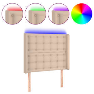 Čelo postele s LED cappuccino 93 x 16 x 118/128 cm umělá kůže - obrázek 2