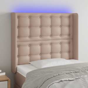 Čelo postele s LED cappuccino 93 x 16 x 118/128 cm umělá kůže - obrázek 1