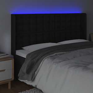 Čelo postele s LED černé 147 x 16 x 118/128 cm umělá kůže - obrázek 4