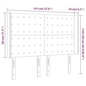 Čelo postele s LED černé 147 x 16 x 118/128 cm umělá kůže - obrázek 6