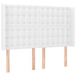 Čelo postele s LED bílé 147 x 16 x 118/128 cm umělá kůže - obrázek 3