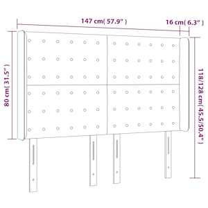 Čelo postele s LED bílé 147 x 16 x 118/128 cm umělá kůže - obrázek 6