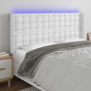 Čelo postele s LED bílé 147 x 16 x 118/128 cm umělá kůže - obrázek 1