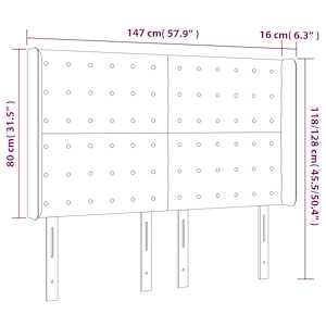 Čelo postele s LED krémové 147 x 16 x 118/128 cm umělá kůže - obrázek 6