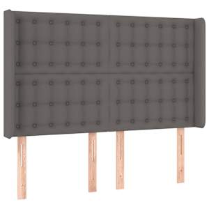 Čelo postele s LED šedé 147 x 16 x 118/128 cm umělá kůže - obrázek 3