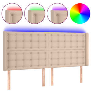 Čelo postele s LED cappuccino 147 x 16 x 118/128 cm umělá kůže - obrázek 2