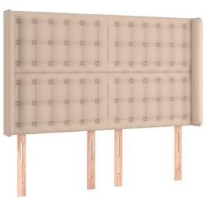 Čelo postele s LED cappuccino 147 x 16 x 118/128 cm umělá kůže - obrázek 3