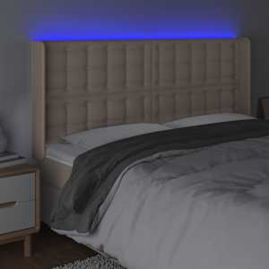 Čelo postele s LED cappuccino 147 x 16 x 118/128 cm umělá kůže - obrázek 4