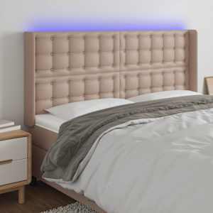 Čelo postele s LED cappuccino 147 x 16 x 118/128 cm umělá kůže - obrázek 1