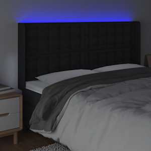 Čelo postele s LED černé 163 x 16 x 118/128 cm umělá kůže - obrázek 4