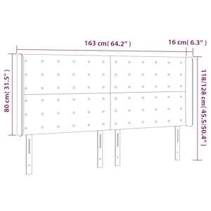 Čelo postele s LED černé 163 x 16 x 118/128 cm umělá kůže - obrázek 6