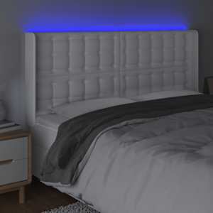 Čelo postele s LED bílé 163 x 16 x 118/128 cm umělá kůže - obrázek 4