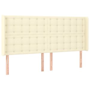 Čelo postele s LED krémové 163 x 16 x 118/128 cm umělá kůže - obrázek 3
