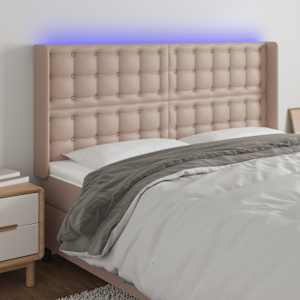Čelo postele s LED cappuccino 163 x 16 x 118/128 cm umělá kůže - obrázek 1