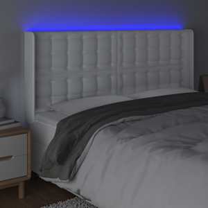 Čelo postele s LED bílé 183 x 16 x 118/128 cm umělá kůže - obrázek 4