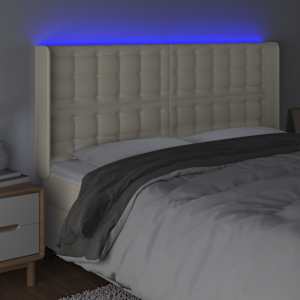 Čelo postele s LED krémové 183 x 16 x 118/128 cm umělá kůže - obrázek 4