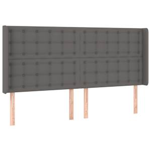 Čelo postele s LED šedé 183 x 16 x 118/128 cm umělá kůže - obrázek 3