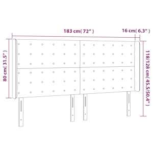 Čelo postele s LED šedé 183 x 16 x 118/128 cm umělá kůže - obrázek 6