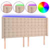 vidaXL LED-voodipeats, Cappuccino, 183x16x118/128 cm, kunstnahk