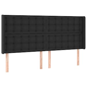Čelo postele s LED černé 203 x 16 x 118/128 cm umělá kůže - obrázek 3