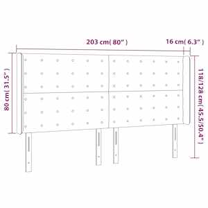 Čelo postele s LED černé 203 x 16 x 118/128 cm umělá kůže - obrázek 6