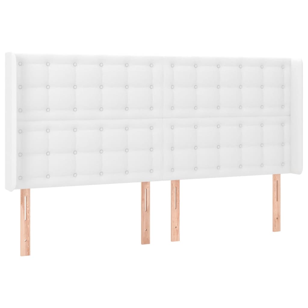 vidaXL Hoofdbord LED 203x16x118/128 cm kunstleer wit afbeelding