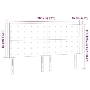 Čelo postele s LED krémové 203 x 16 x 118/128 cm umělá kůže - obrázek 6
