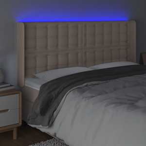 Čelo postele s LED cappuccino 203 x 16 x 118/128 cm umělá kůže - obrázek 4