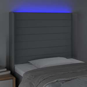 Čelo postele s LED světle šedé 83 x 16 x 118/128 cm textil - obrázek 4
