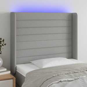 Čelo postele s LED světle šedé 83 x 16 x 118/128 cm textil - obrázek 1