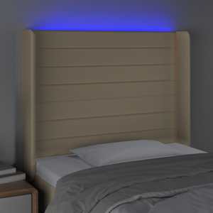 Čelo postele s LED krémové 93 x 16 x 118/128 cm textil - obrázek 4