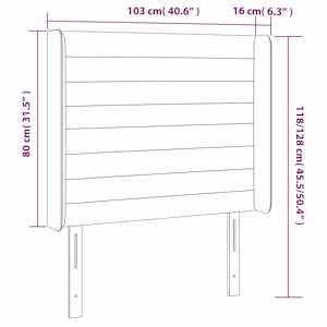 Čelo postele s LED černé 103 x 16 x 118/128 cm textil - obrázek 6