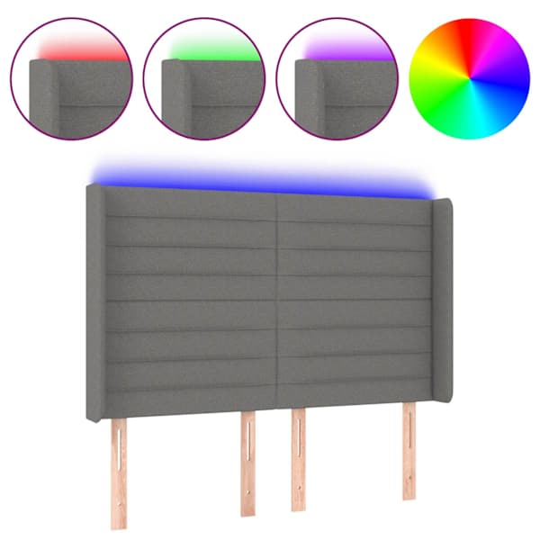 vidaXL LED-voodipeats, tumehall, 147x16x118/128 cm, kangas