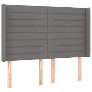 Čelo postele s LED tmavě šedé 147 x 16 x 118/128 cm textil - obrázek 3