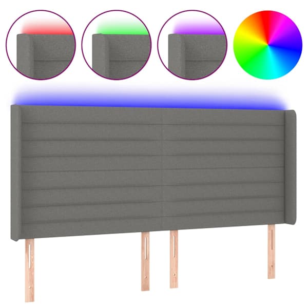 vidaXL LED-voodipeats, tumehall, 163x16x118/128 cm, kangas