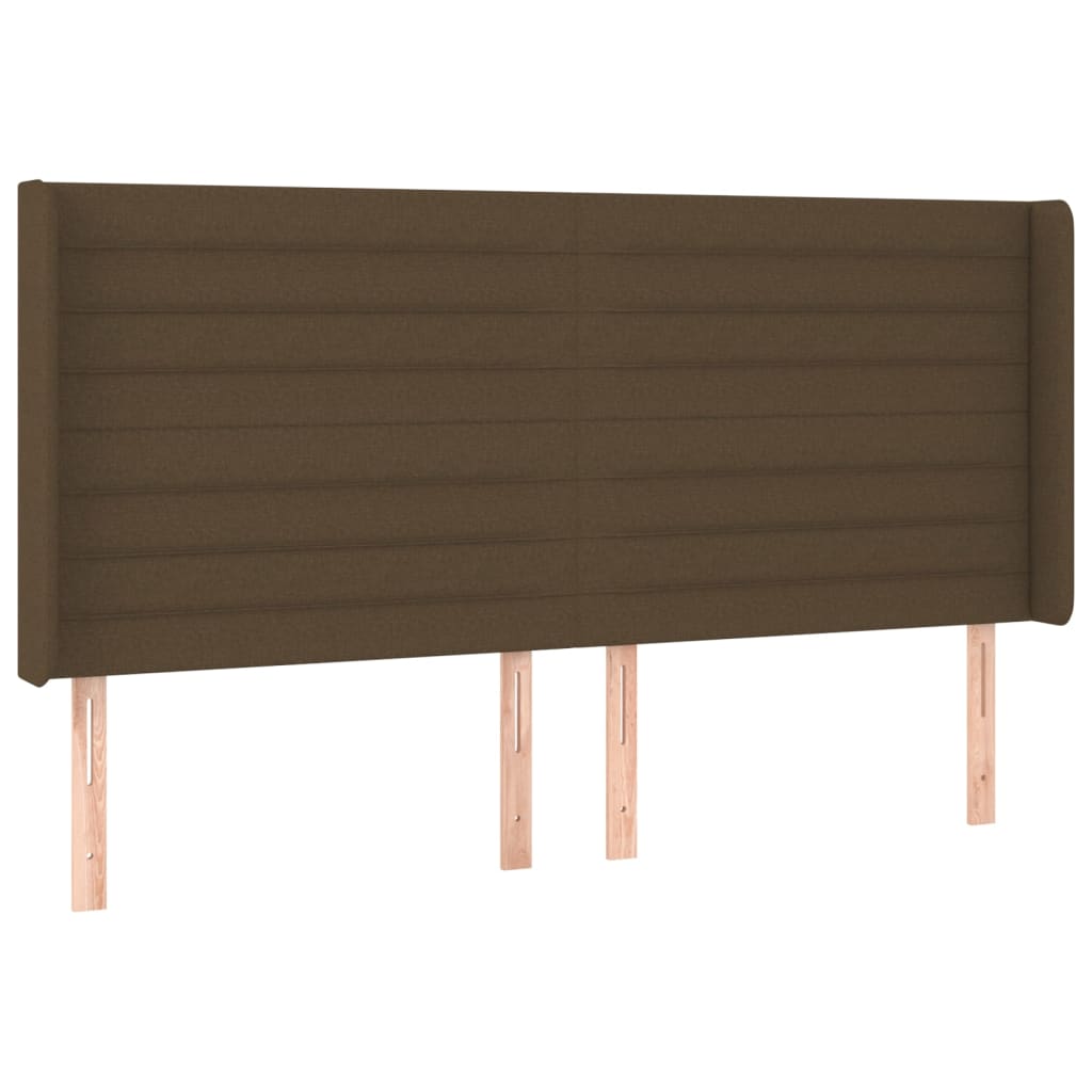 vidaXL Hoofdbord LED 163x16x118/128 cm stof donkerbruin afbeelding
