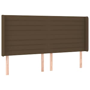 Čelo postele s LED tmavě hnědé 163 x 16 x 118/128 cm textil - obrázek 3