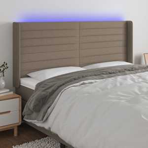 LED posteljno vzglavje taupe 163x16x118/128 cm blago